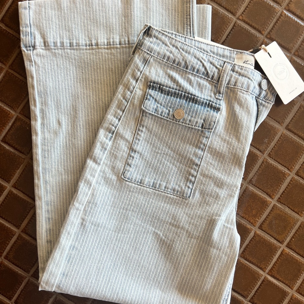 KANCAN JOSSLYN PINSTRIPE WIDE LEG JEANS, Size 5/26 - Picture 3 of 3